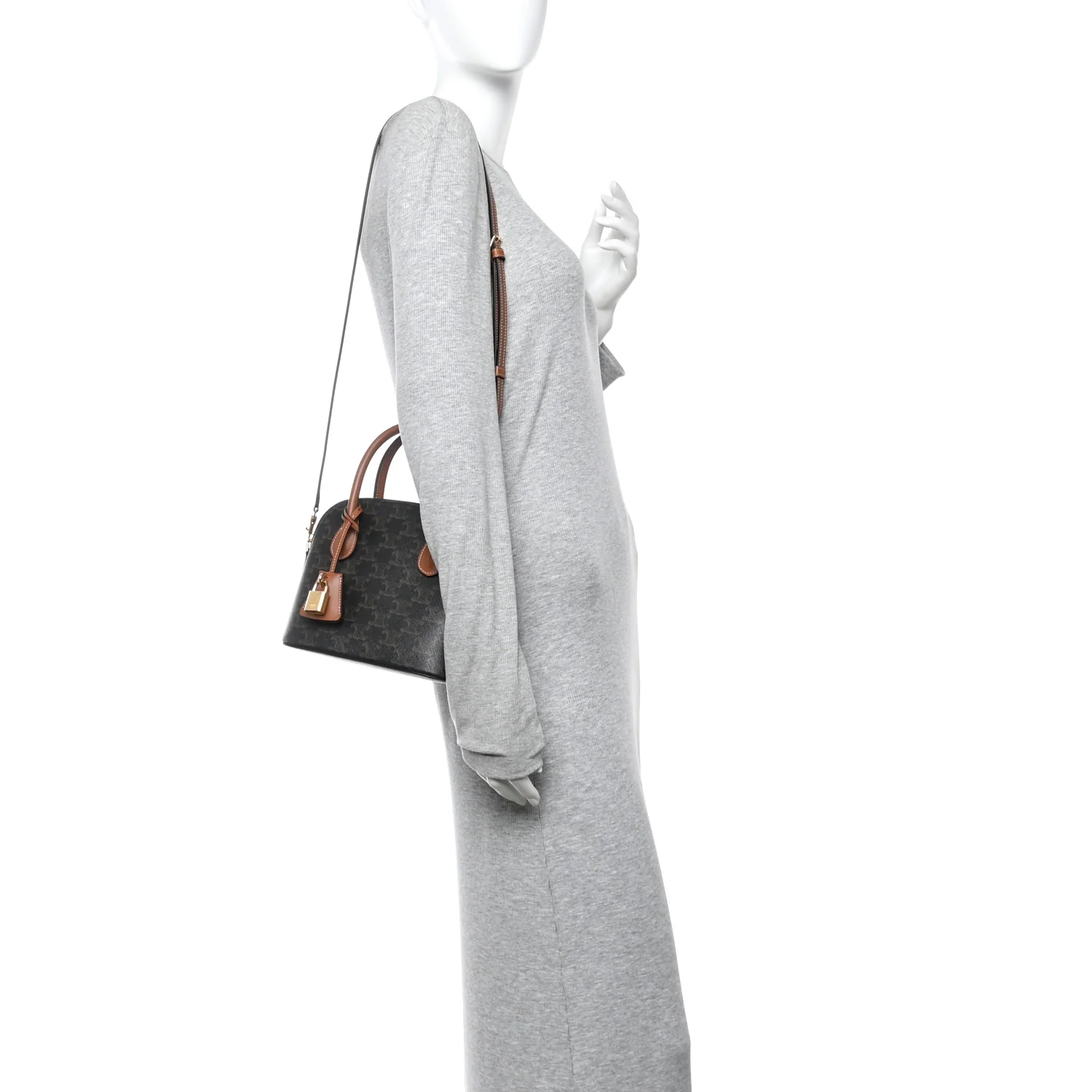 Canvas Calfskin Triomphe Teen Honorine Bag Tan