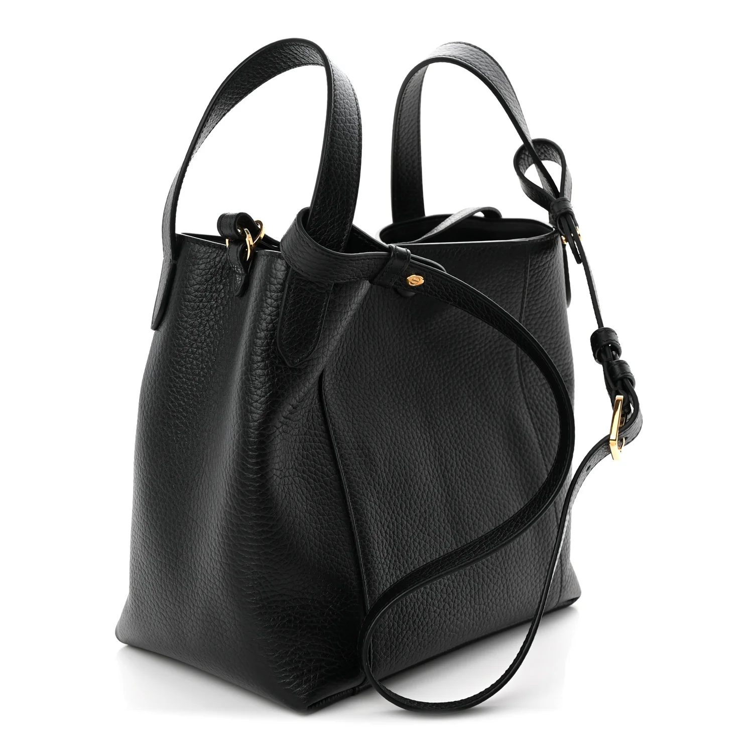 Calfskin Medium Signature Bucket Bag Black