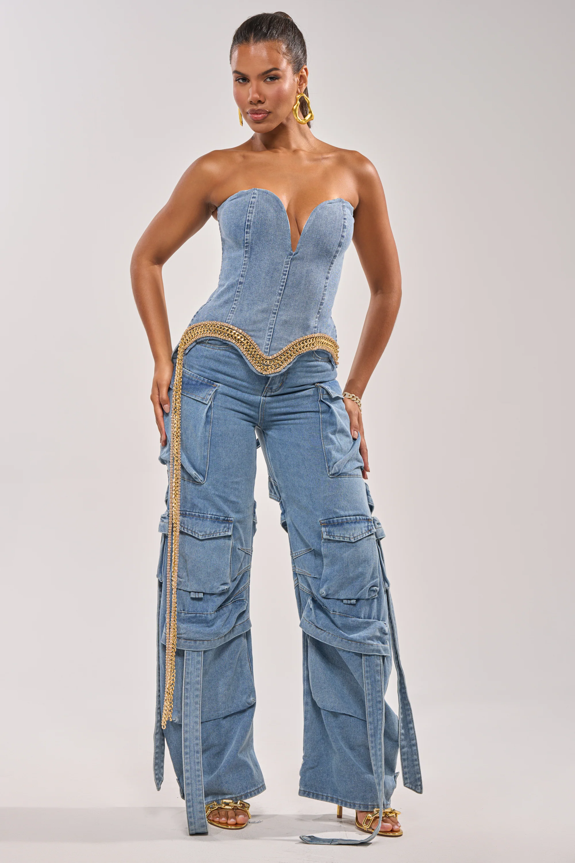 SHOW IT OFF DENIM CORSET - Akira Store