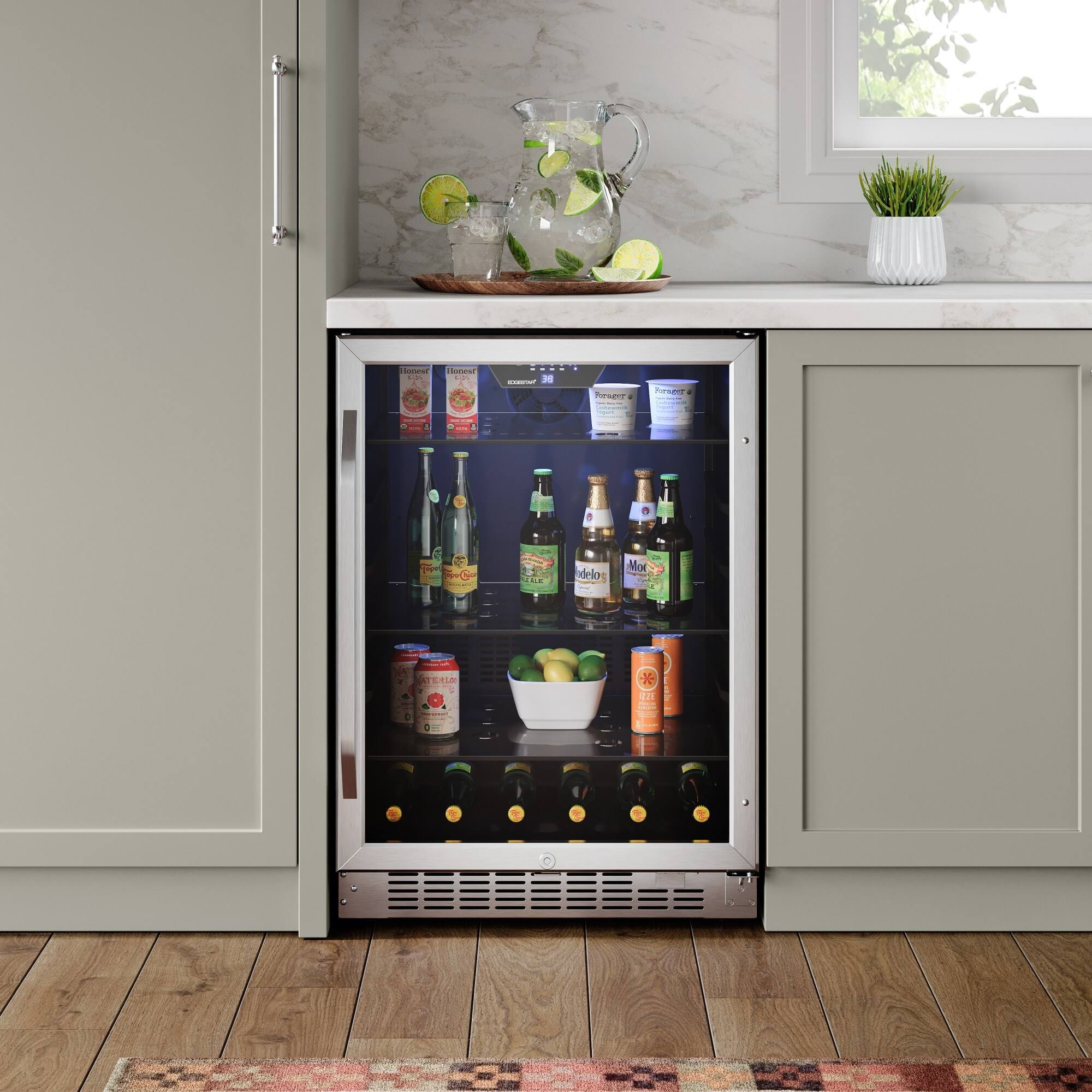 EdgeStar CBR1502SG 24 inch Wide 142 Can Built-In Beverage Cooler with Tinted Door