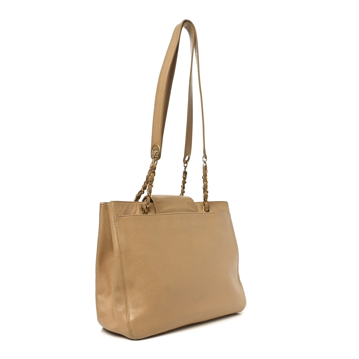 Caviar Turnlock Tote Beige