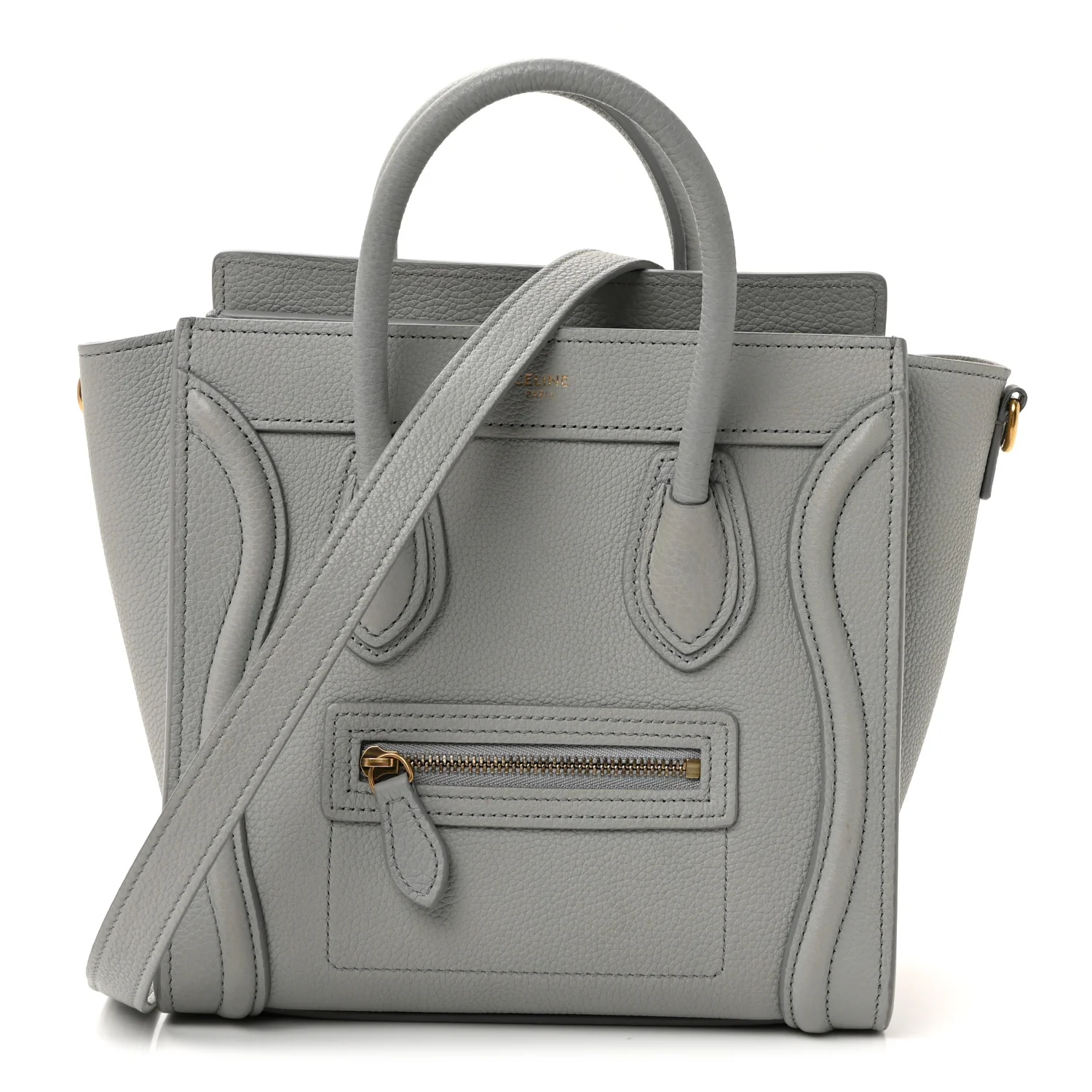 Drummed Calfskin Nano Luggage Pearl Blue