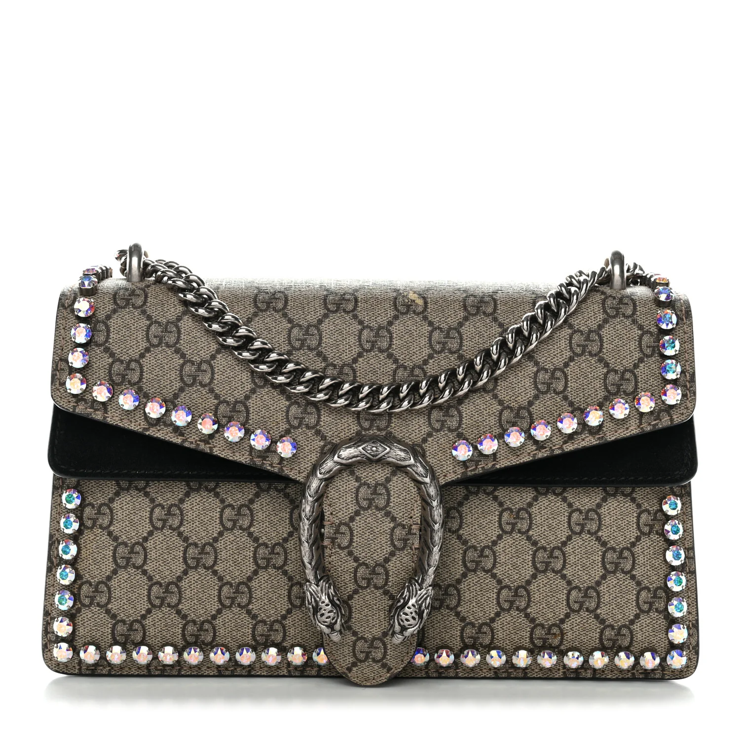 GG Supreme Monogram Crystal Small Dionysus Shoulder Bag Black