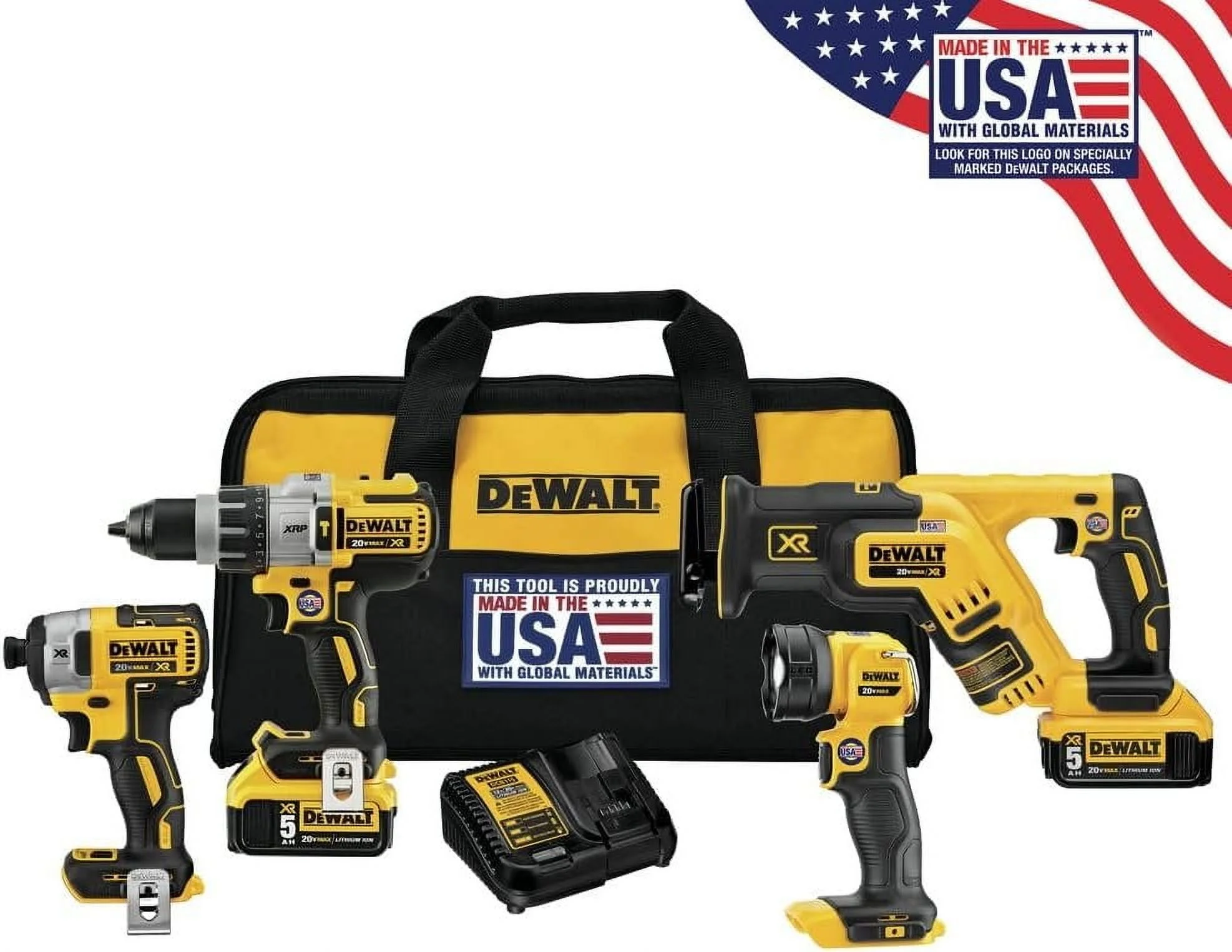 20V MAX XR Cordless Drill Combo Kit, 4-Tool DCK494P2 - Image 3