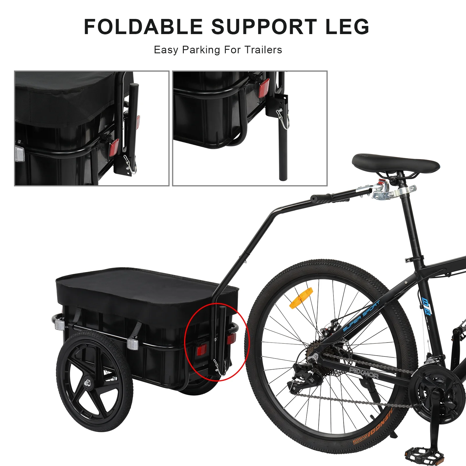 Bike Cargo Trailer, Bicycle Wagon Trailer W/Universal Coupler Waterproof Cover - Image 3