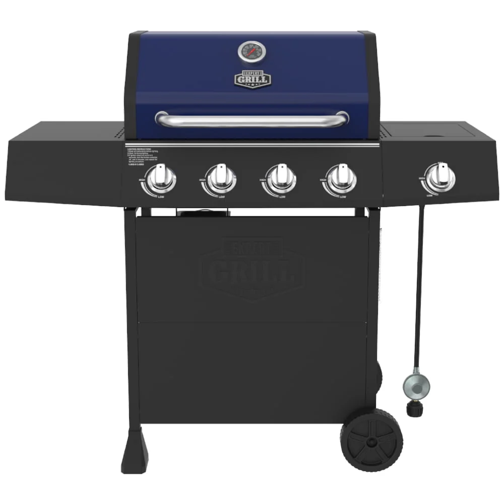 4 Burner with Side Burner Propane Gas Grill in Blue(Blue)