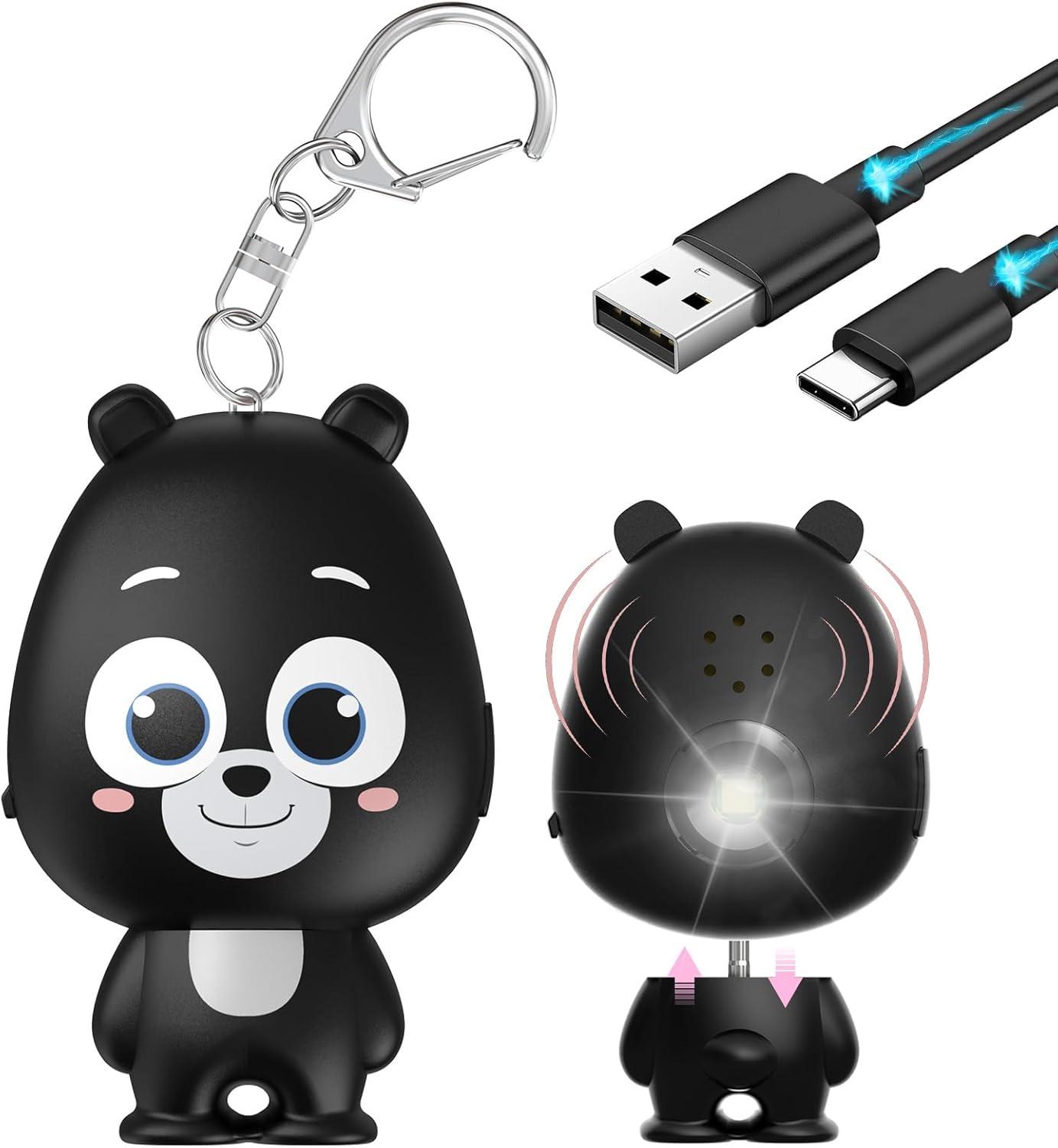 Rechargeable Personal Alarm for Women – 130dB Loud Emergency Alarm Keychain with Strobe Light, Self-Defense Safety Alarm with Low Battery Alert for Women, Kids & Seniors