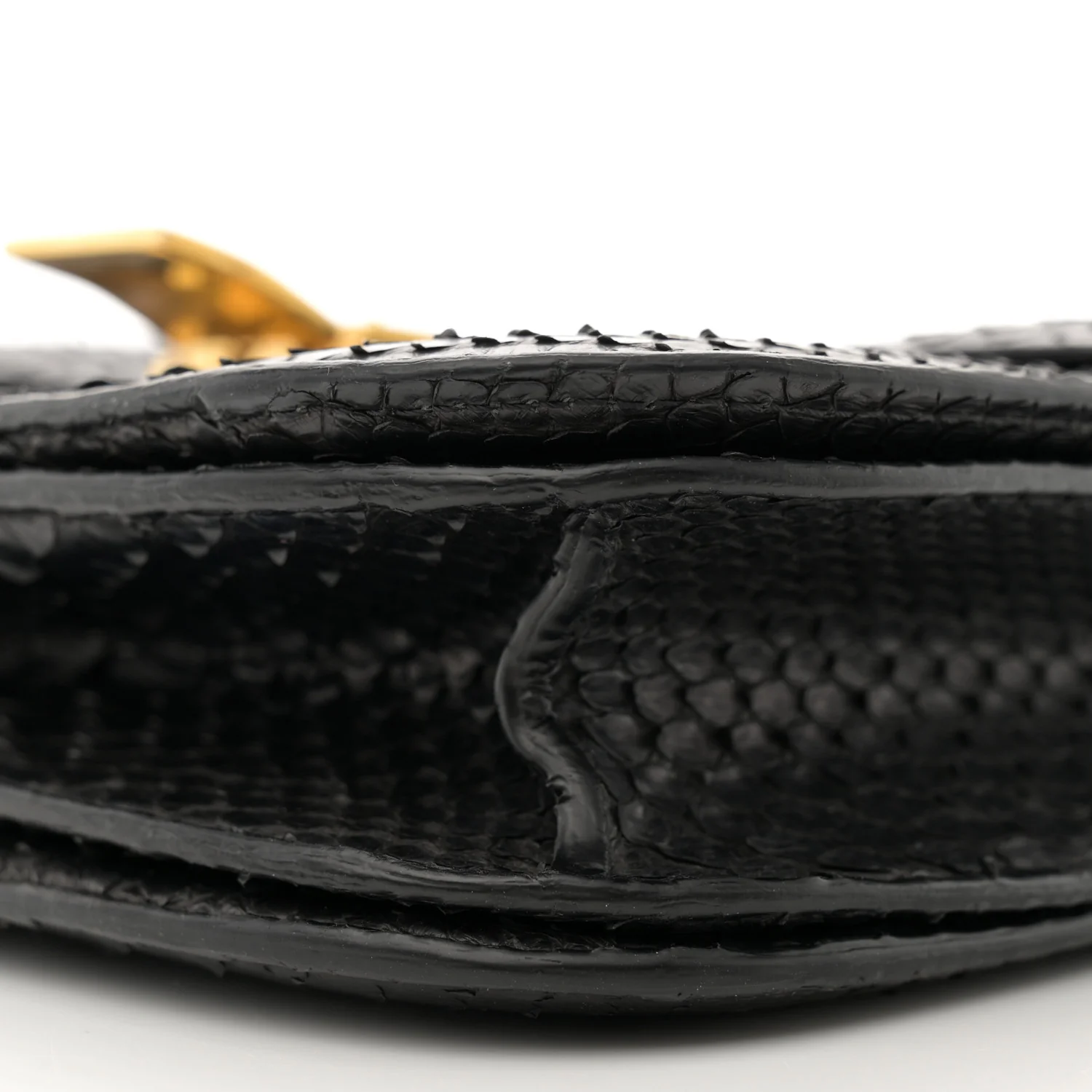 Snakeskin Medium Classic Box Flap Bag Black