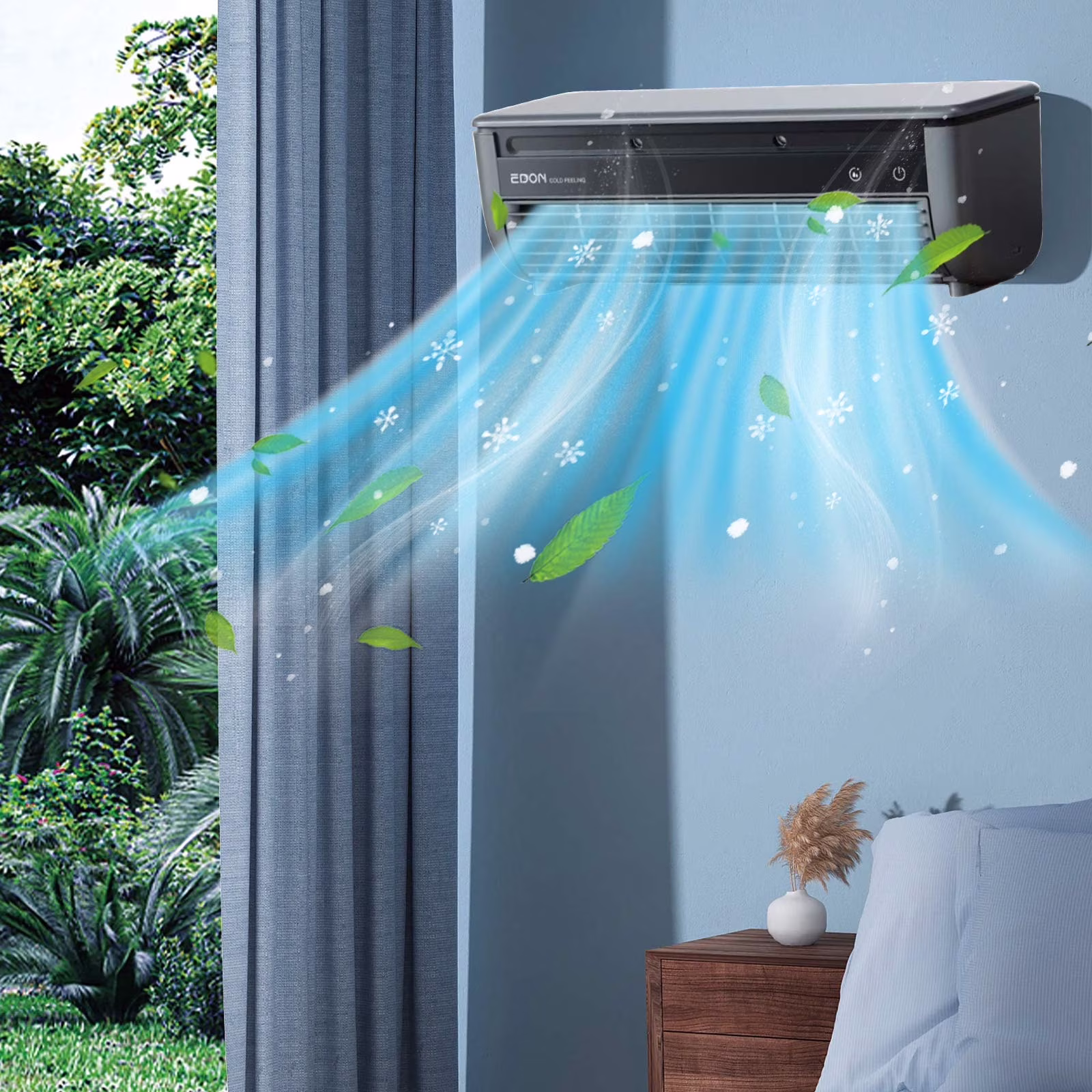 5,000 BTU Wall Mounted Air Conditioner with Remote Control, Digital Display, Cool up to 150 Sq. Ft., Perfect for Small Bedroom, Living Room, Home Office, White(White) - Image 3
