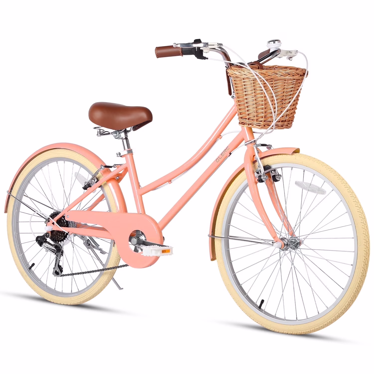 Missy 24" inch Girl Cruiser Kids Bike 6-Speed Teen Hybrid City Bicycle for Youth Ages 7 8 9 10 11 12 13 14 Years Old with Wicker Basket Lightweight, Pink(Pink/24") - Image 6