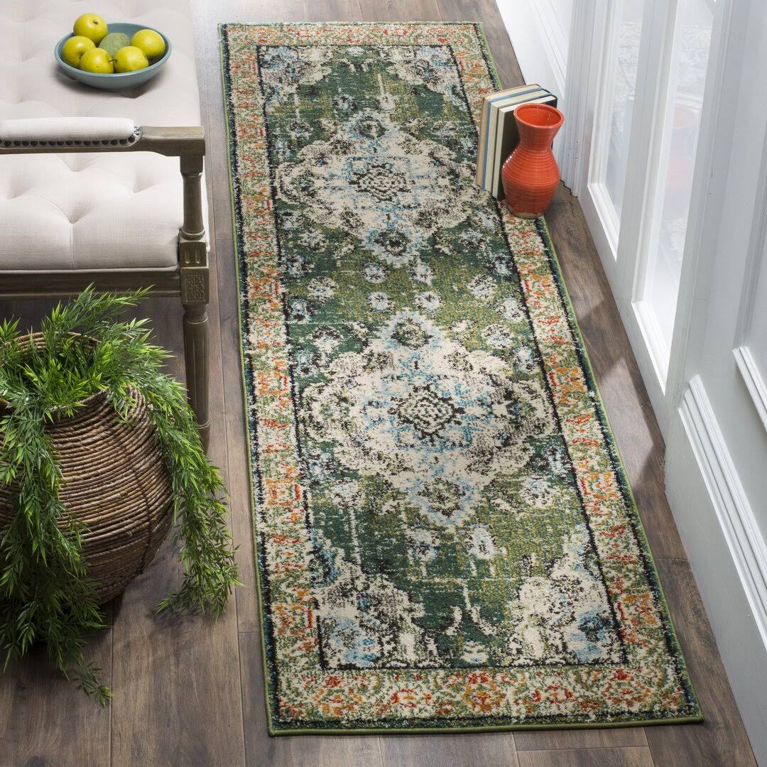 Indira Oriental Forest Green Area Rug Mistana Rug Size: Runner 2'2