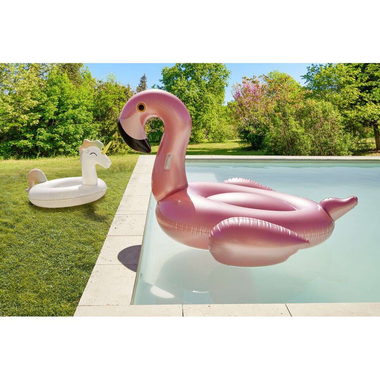 Flamant rose île gonflable XL