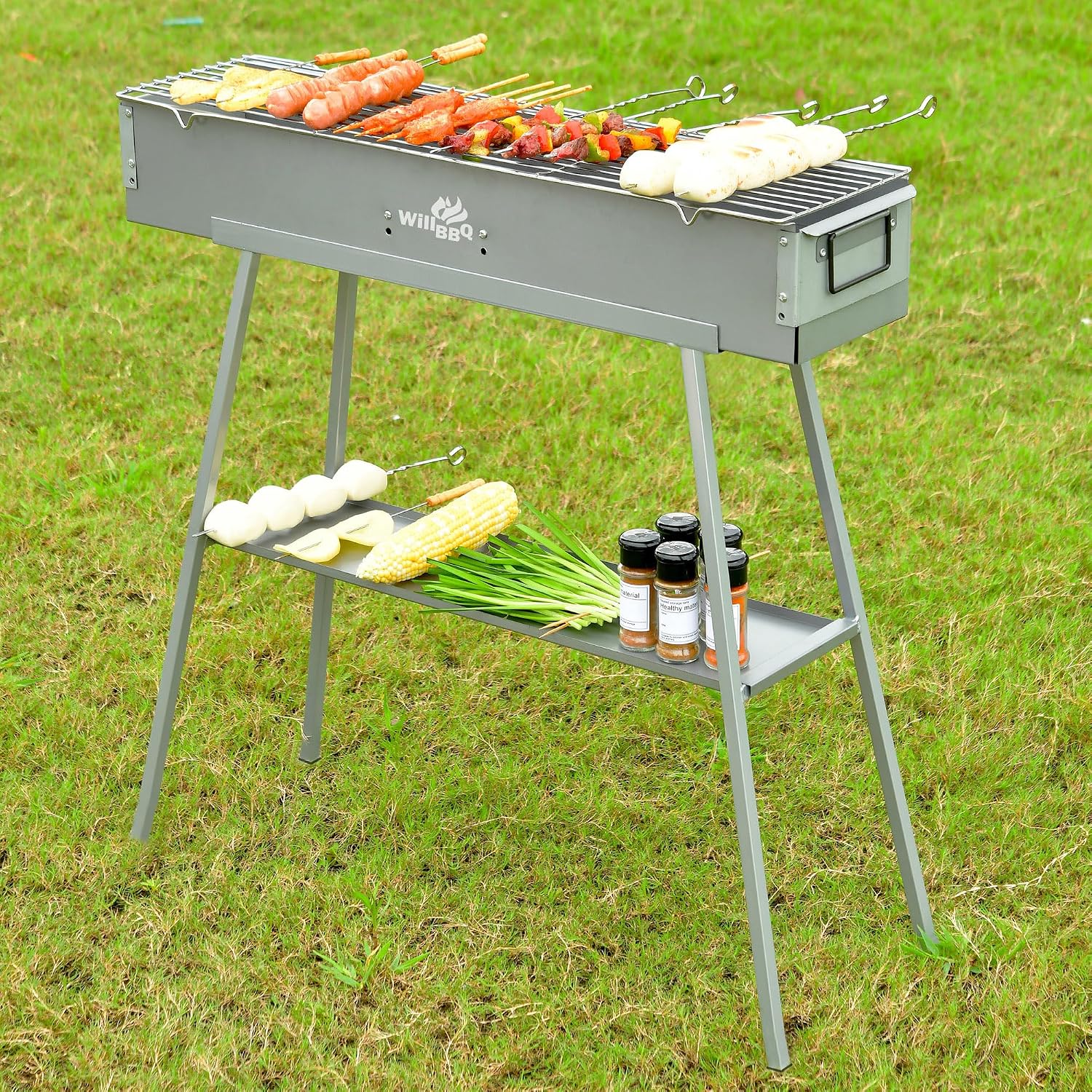 WILLBBQ Charcoal Grill, Portable Outdoor BBQ Grill with Dual Air Vents
