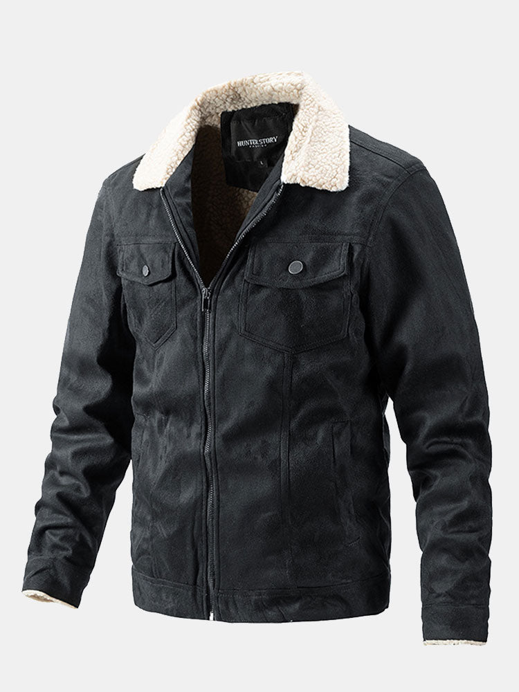 Veste en faux daim doublée Teddy, coupe classique