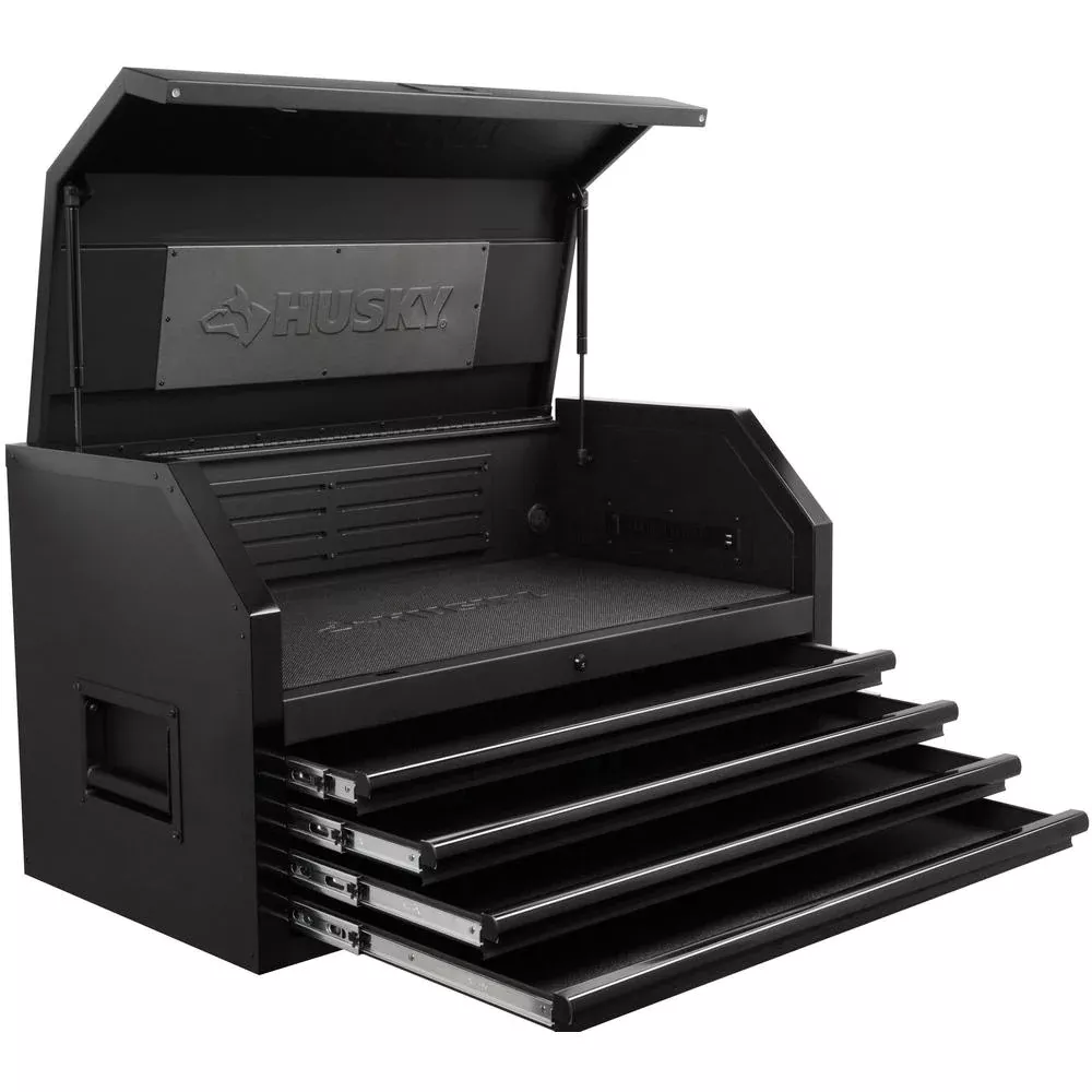 Coffre à outils professionnel à 4 tiroirs, 104 cm (L) x 55 cm (P), noir mat