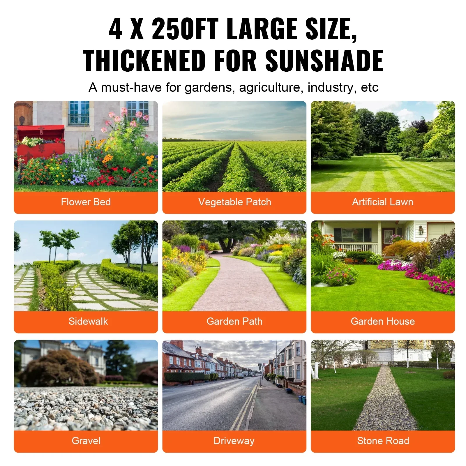 KFFKFF 4x250 FT Weed Barrier Landscape Material, 5 OZ Geotextile Fabric Beneath Gravel, Excellent Permeability for Weed Restriction Mat, Driveway Material, Garden Weed Control Fabric