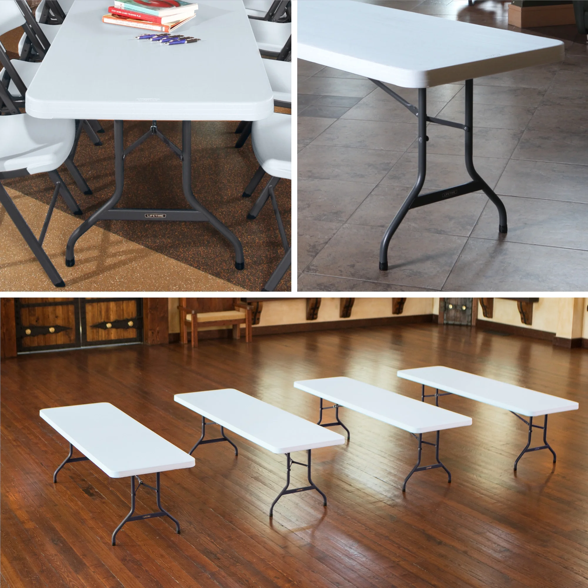Lifetime 8 - Foot Commercial Grade Folding Table, White Granite (22980)