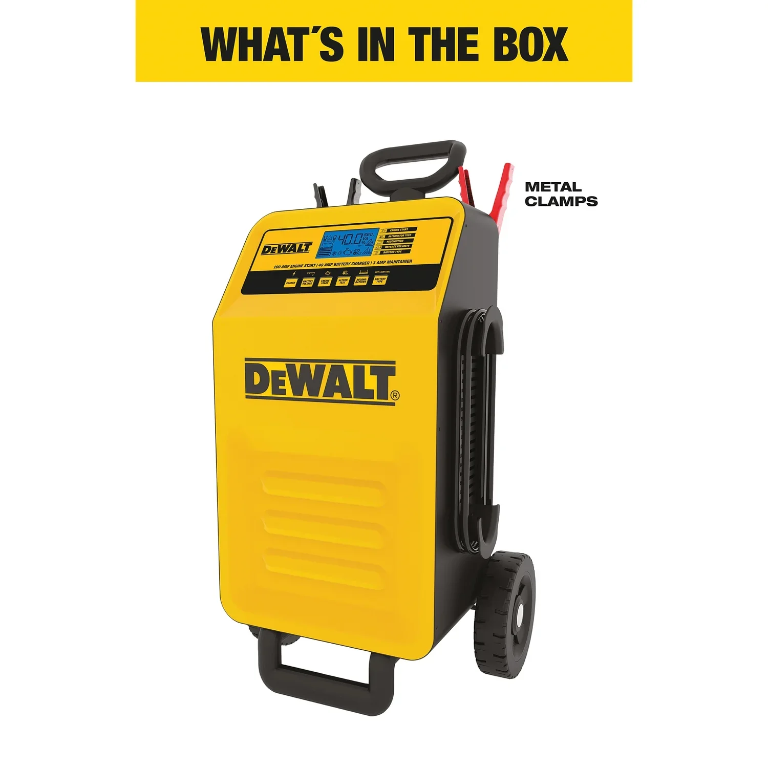 DEWALT DXAEC200 Professional 40-Amp Rolling Battery Charger and 3-Amp Maintainer with 200-Amp Engine Start
