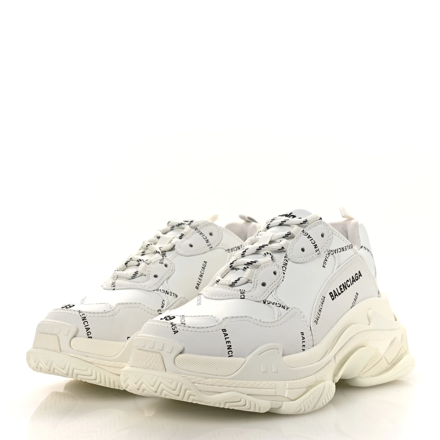 Technical Fabric Allover Logo Womens Triple S Sneakers 39 White Black