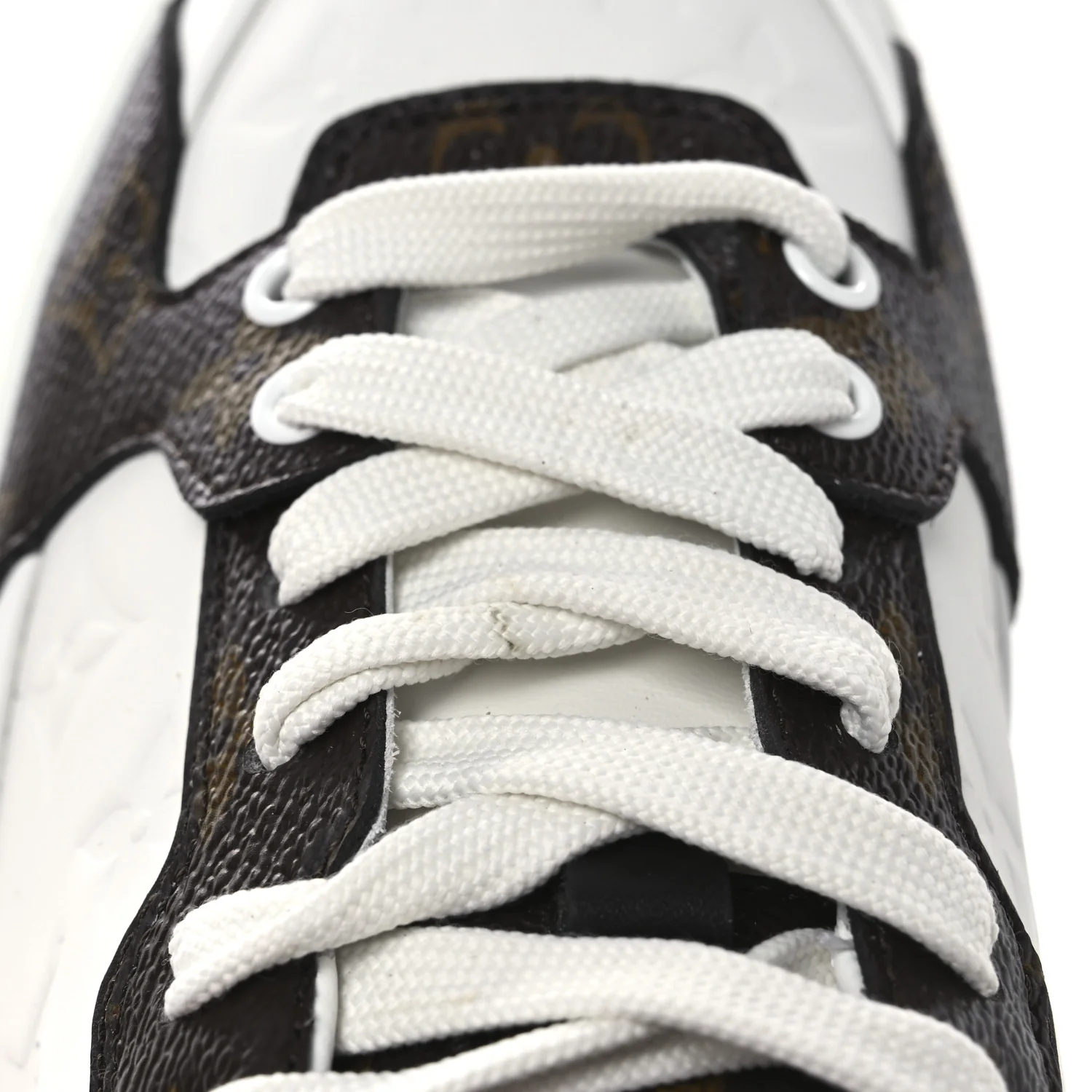 Lambskin Embossed Monogram Time Out Sneakers 39 White Brown