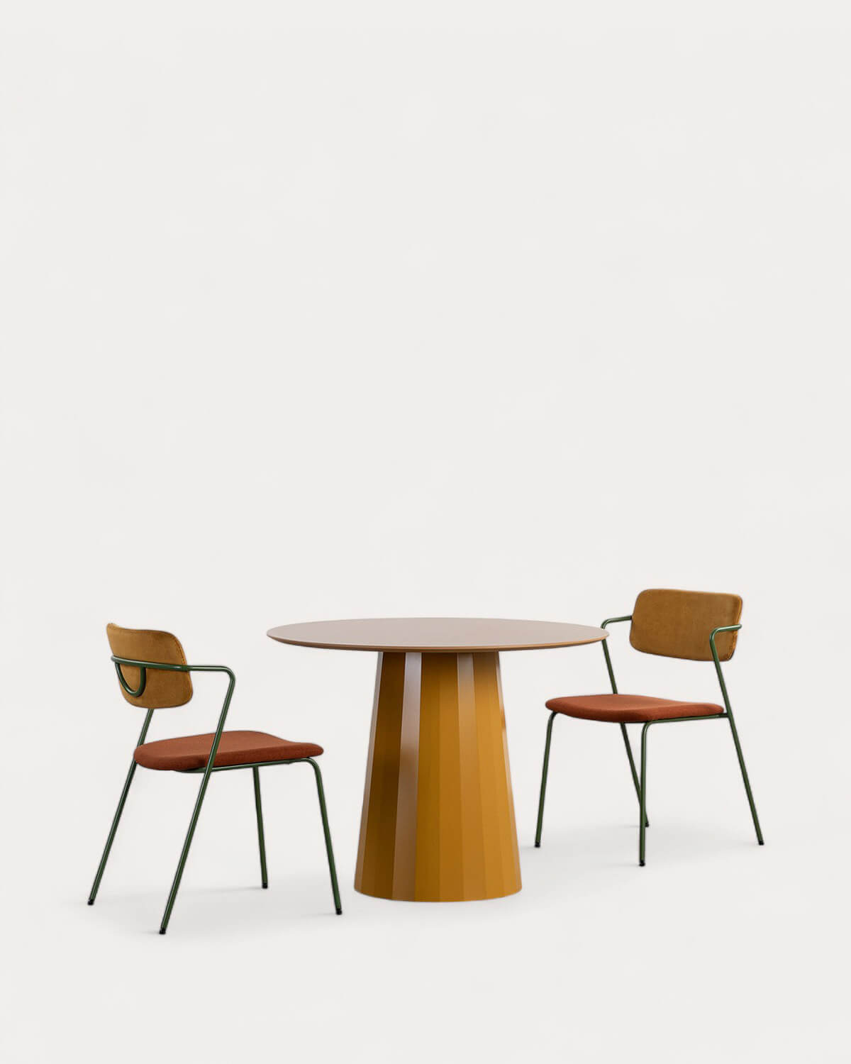 Set  Irem - Irun - Set de Mesa de Comedor Redonda (Ø100 cm) Irem y 2 Sillas de Tela Irun