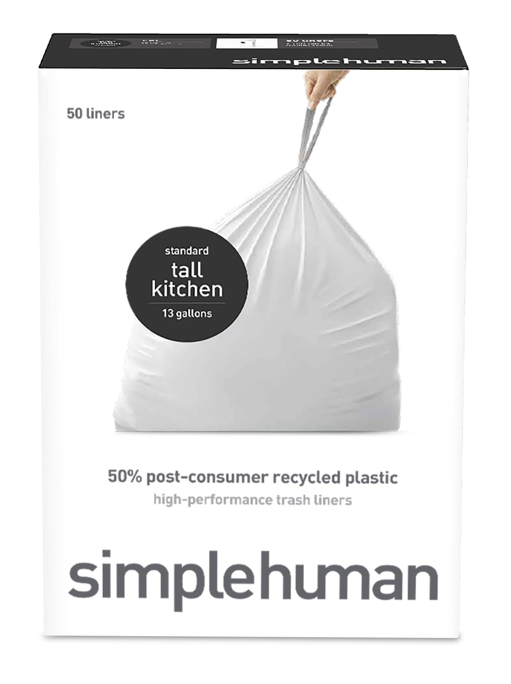simplehuman Tall Kitchen Trash Liners 50 Count