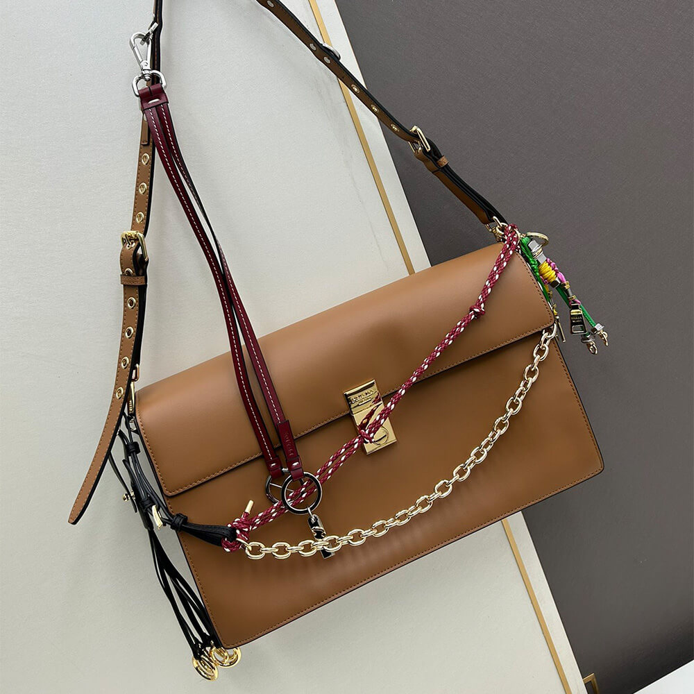 Prada Soft Sound large leather shoulder bag with charms(high-end grade)