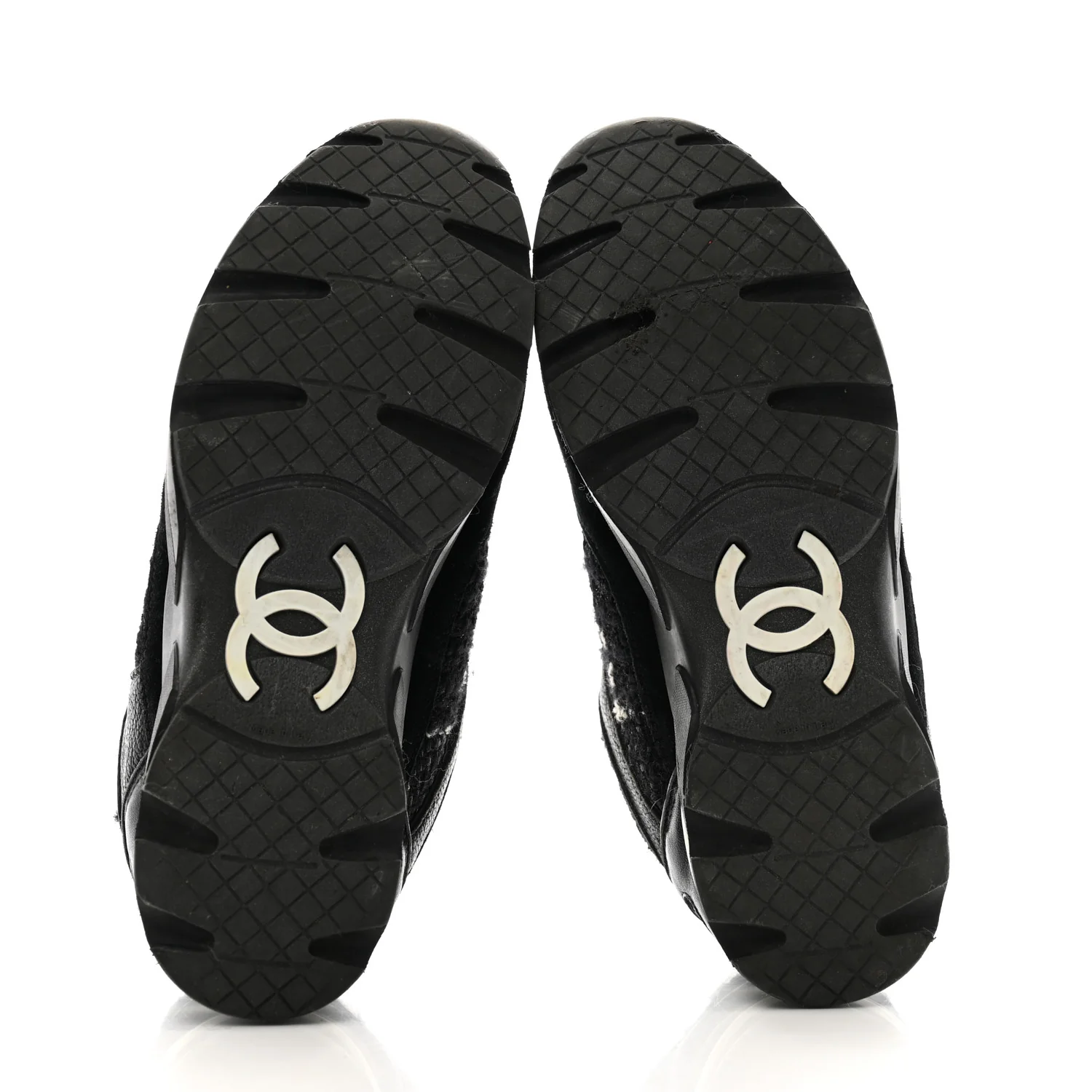 Tweed Suede Goatskin CC Sneakers 38 Black White