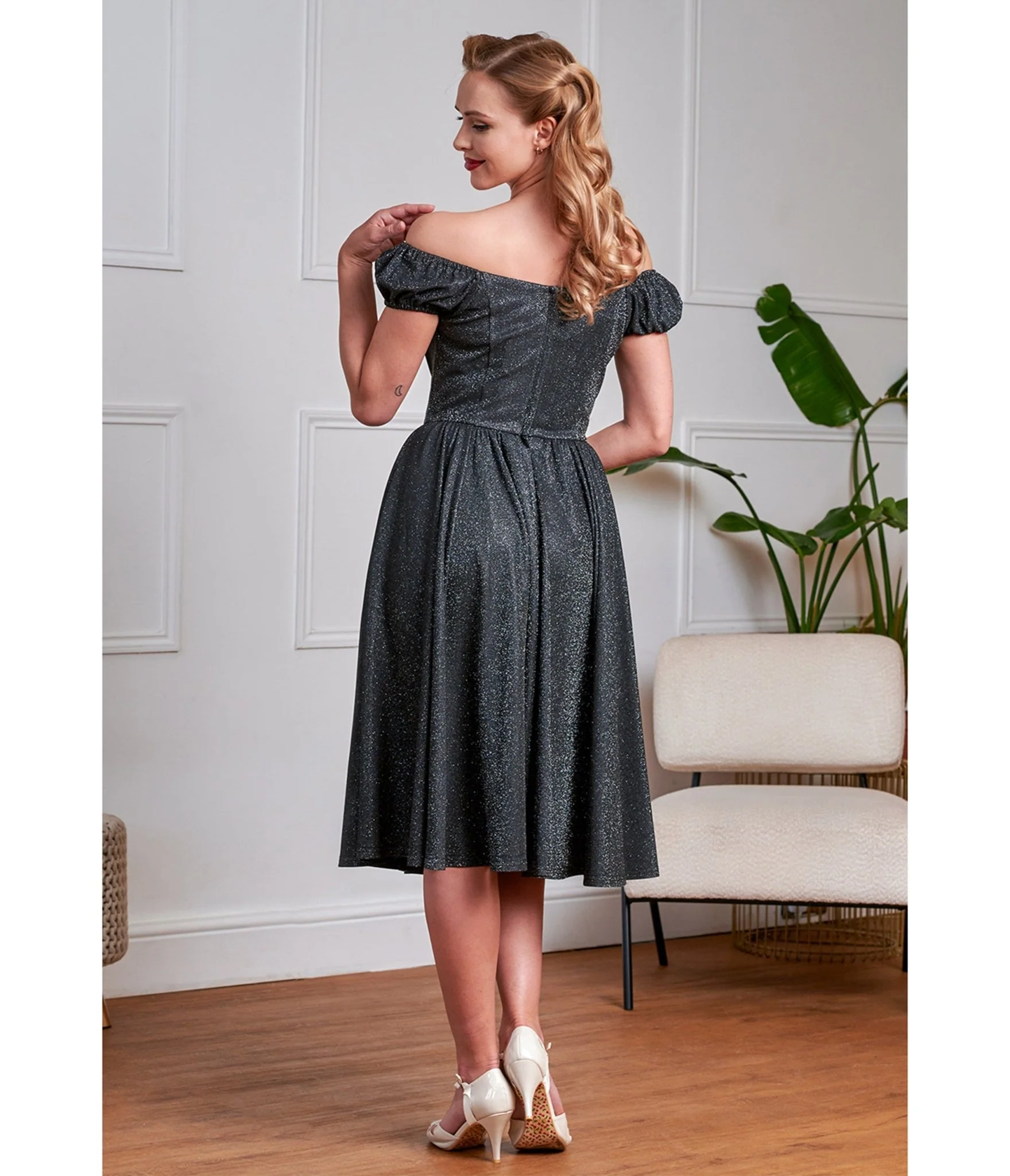 Banned Black Glitter Swing Dress