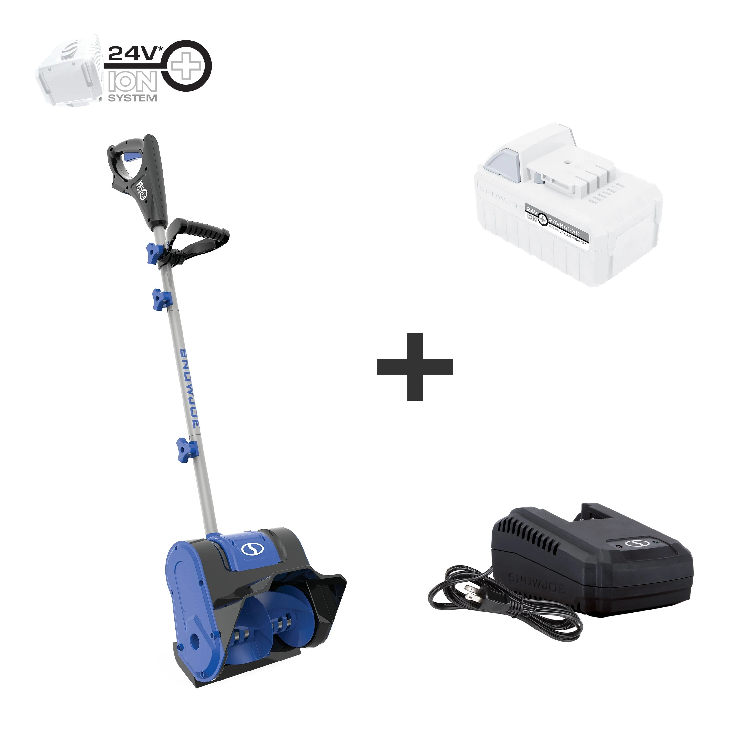 24V 10 inch Cordless Snow Shovel, 5 0 Ah Battery Charger(Blue)