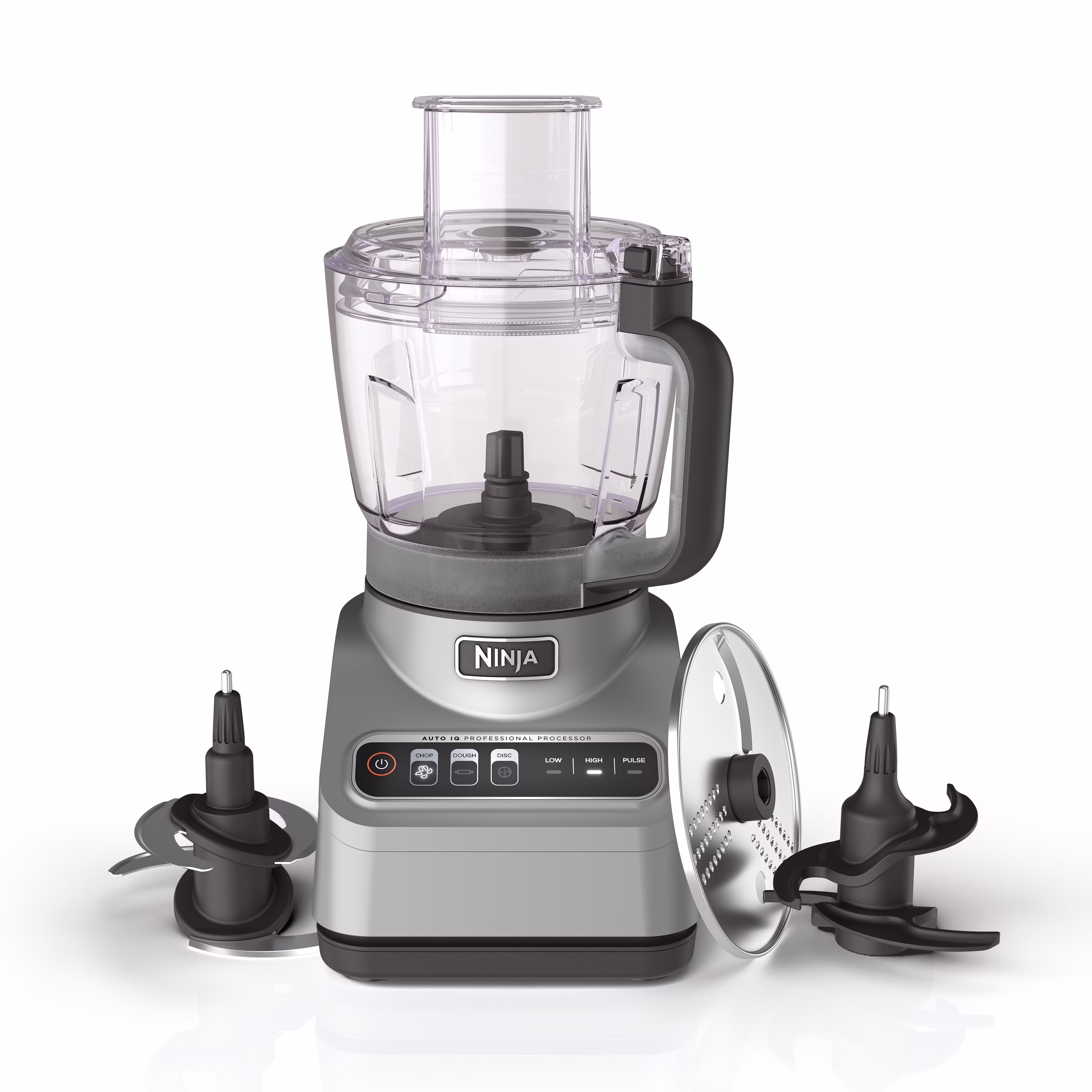 Professional 9 Cup Food Processor, 850 Watts, Auto-iQ 3 Presets, Chop, Dough, Slice, Shred, BN600 Silver(Gray)