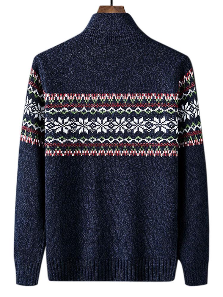 Pull de Noël à imprimé géométrique et demi-zip