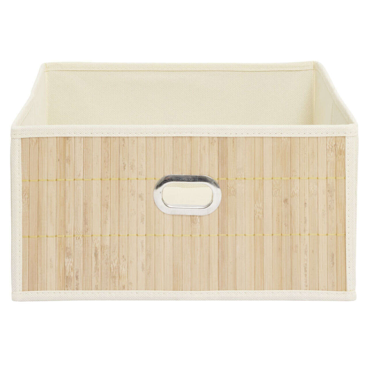 Panière rangement Box Cube tissu façade bambou 31x31xH15cm