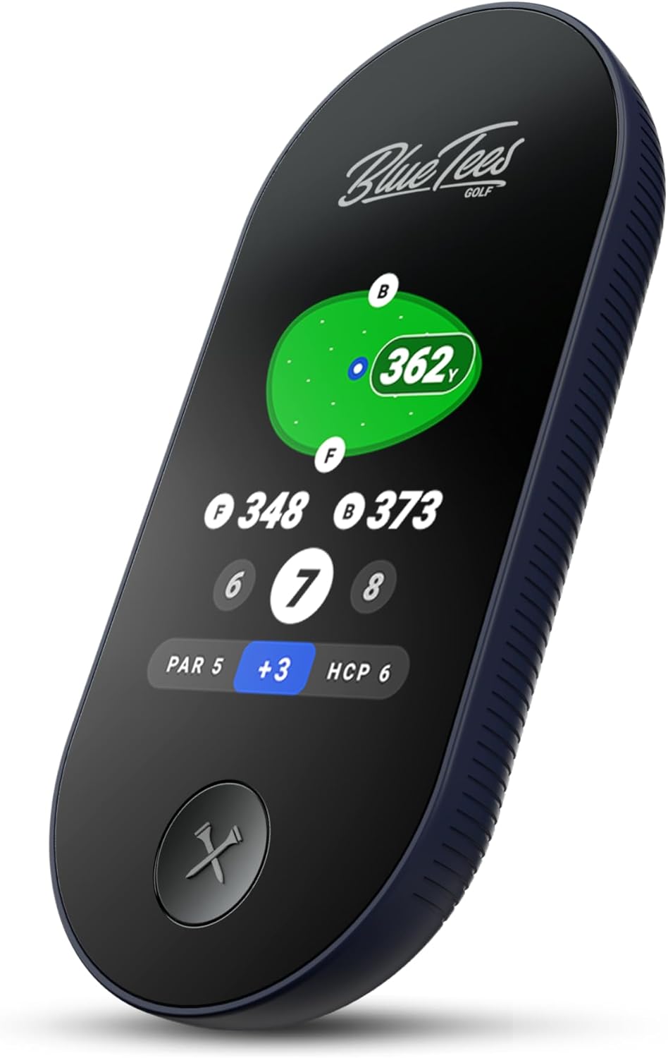 Blue Tees Golf Ringer - Magnetic Golf GPS Handheld  Touch Screen Display  Water Resistant Golf Distance Range Finder  40 000+ Preloaded Courses  10+ Hours Battery  Built-in Magnetic Strip