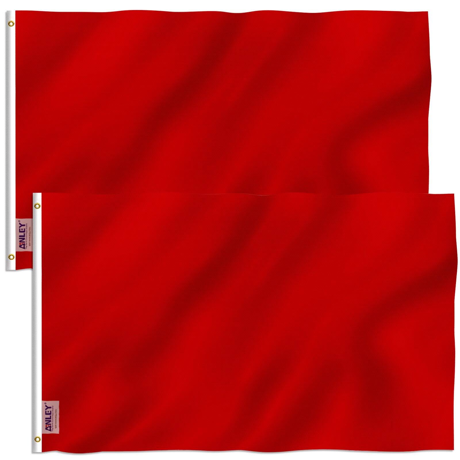 Anley 3x5 Foot Solid Red Flag - Plain Red Flags Polyester (Pack of 2)