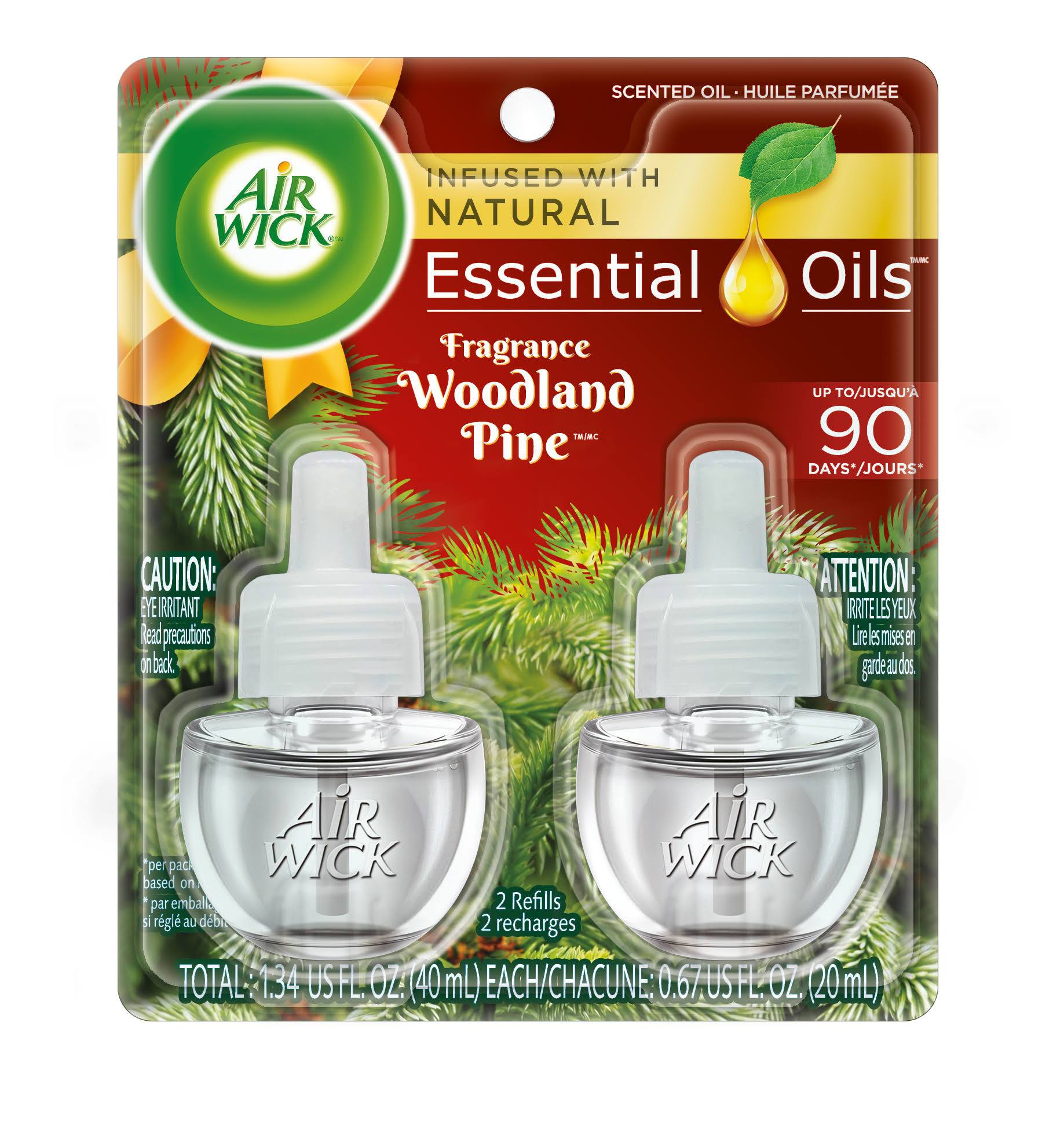 Air Wick Plug In Scented Oil 2 Refills, Woodland Pine, 2x0.67oz