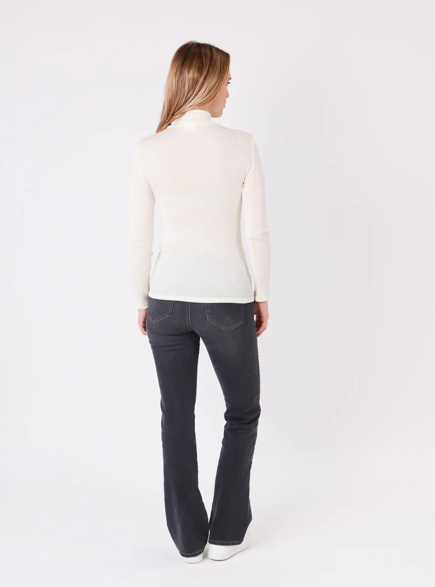 Pull chaussette col roulé laine et soie blanc
