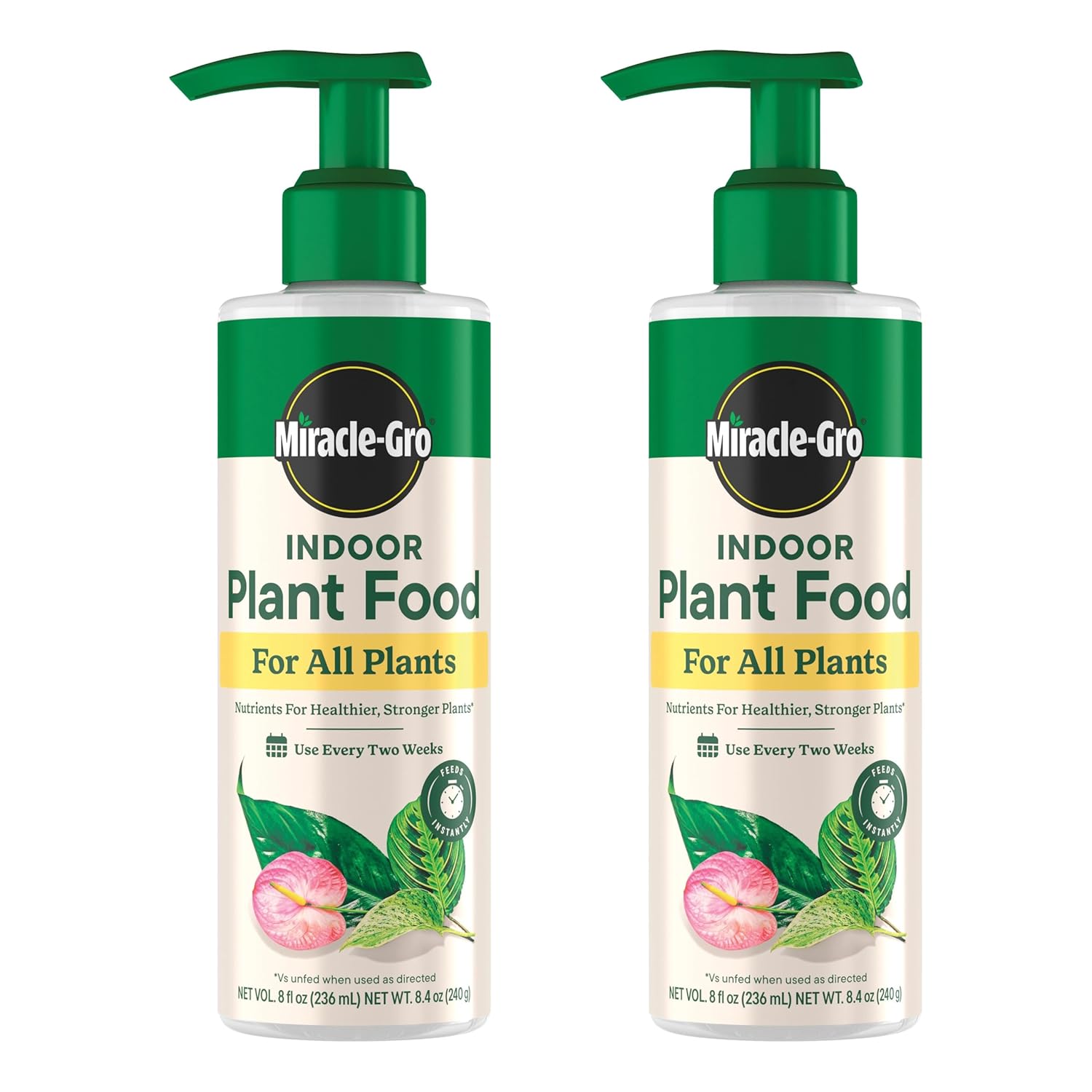 Miracle-Gro Indoor Plant Food for All Plants, 8 floz(2-Pack)| Liquid Plant Food for Houseplants, Flowers, Vegetables, Herbs, and More