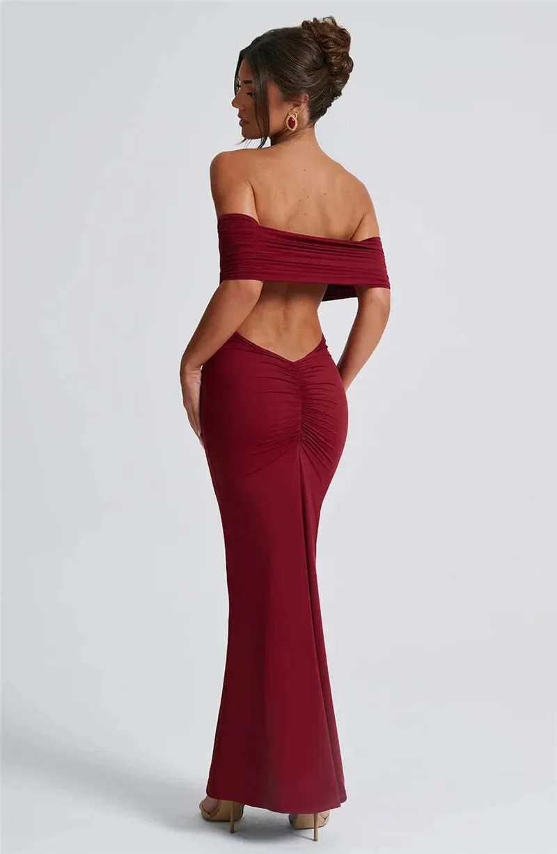 Robe maxi dos nu sans bretelles pour femmes
