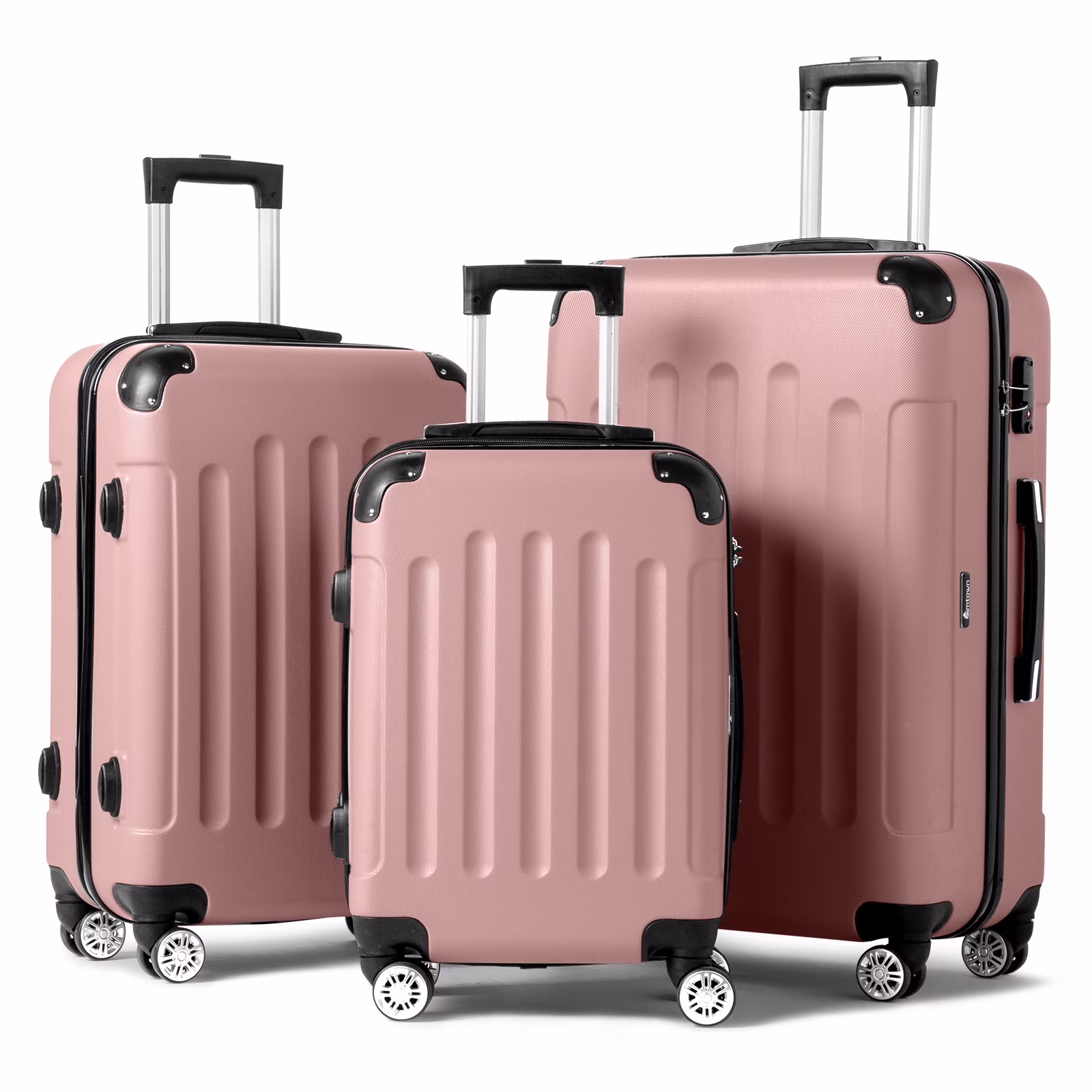 Zimtown Luggage 3 Piece Set Suitcase ABS Hardside Lightweight with TSA Lock Spinner Wheels, Beige