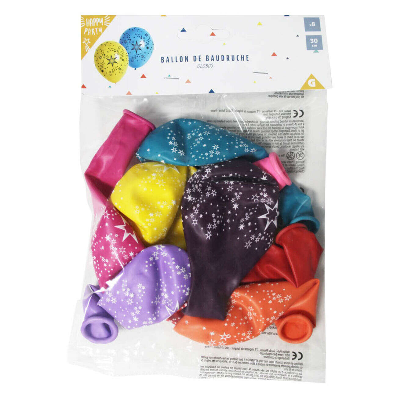 Ballon de baudruche design étoiles x8