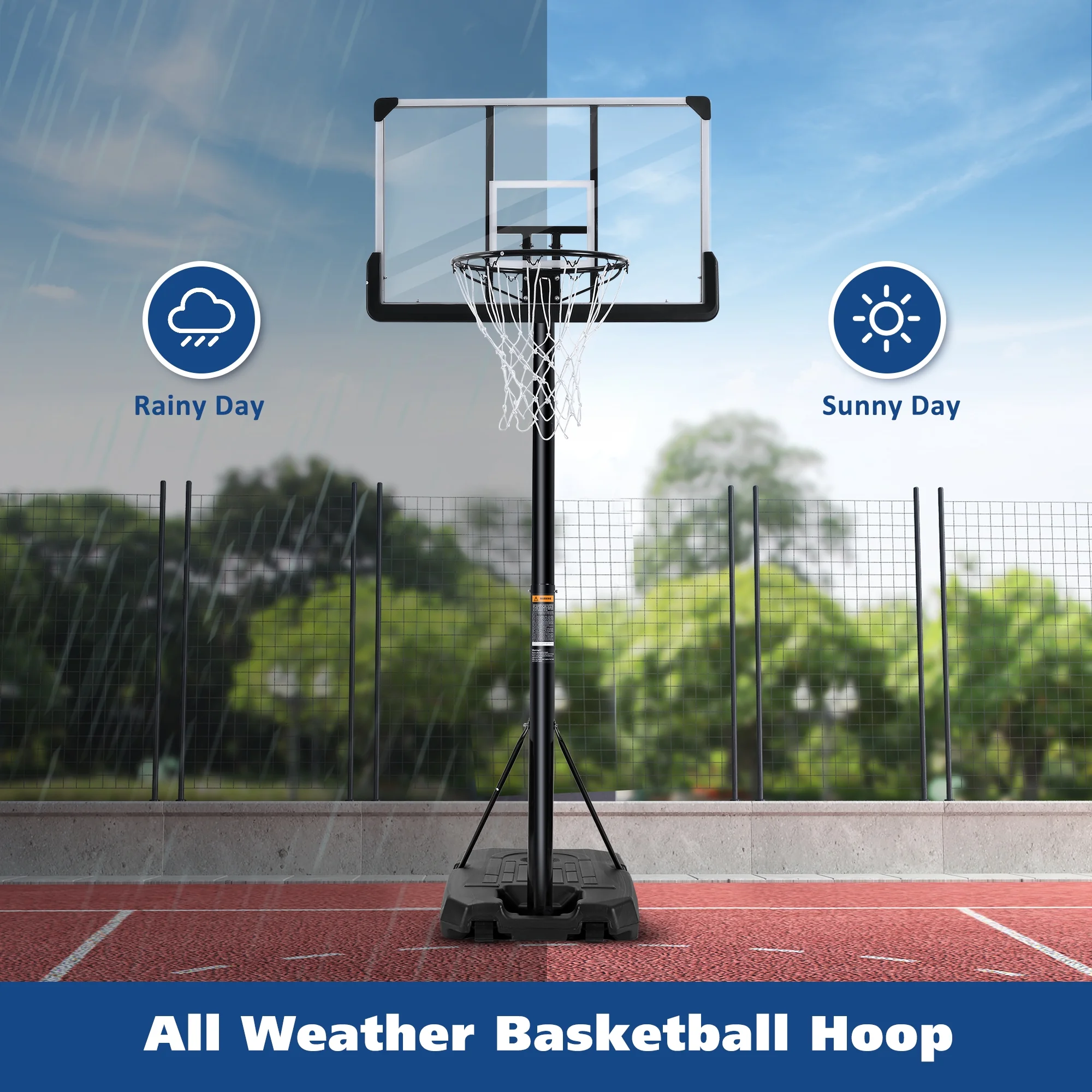 GASKY 44in Portable Basketball Hoop System 6.5 Ft to 10 Ft Height Adjustable Basketball Goal with Large Backboard Base and Wheels for Teenagers Adults Outdoor Use Fathers Day Gifts