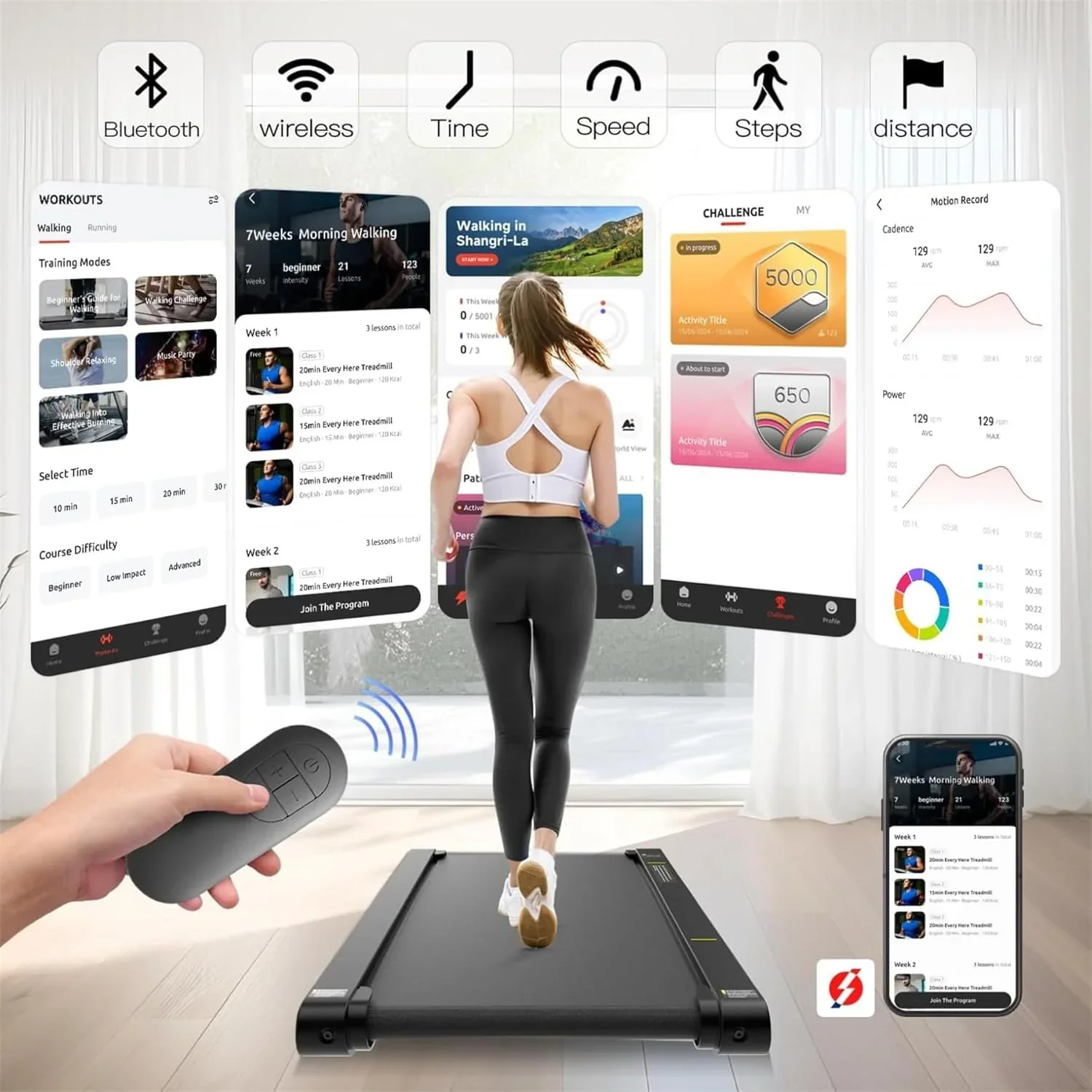 Tapis de marche vibrant Sperax avec application 3 en 1, tapis de marche sous bureau