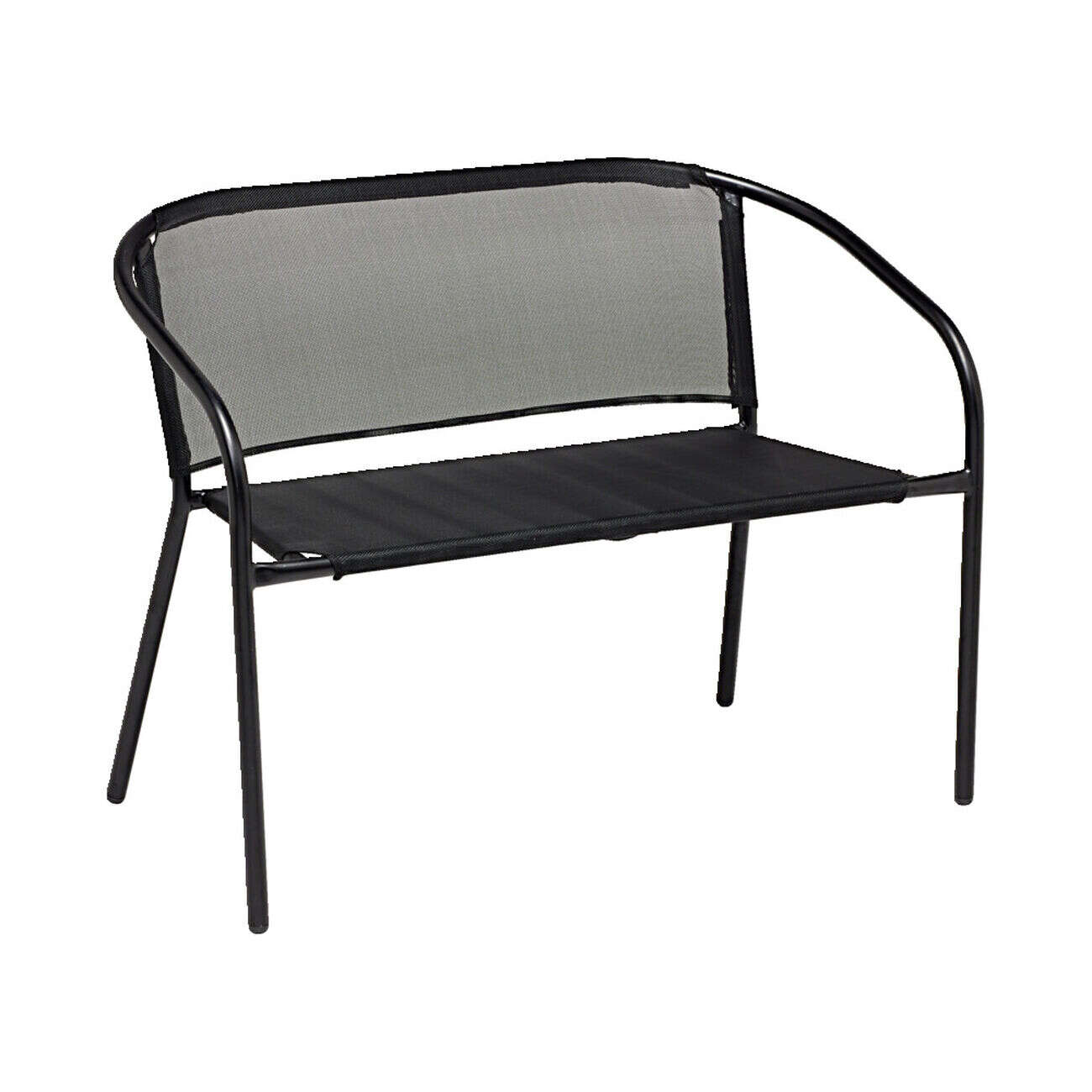 Banc de jardin Macéo acier et textilène noir 103x58xH75cm