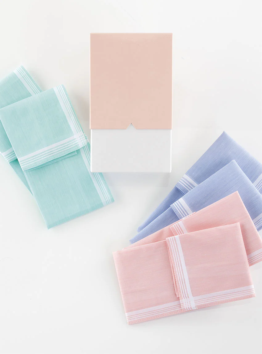 Coffret de 6 mouchoirs femme en coton