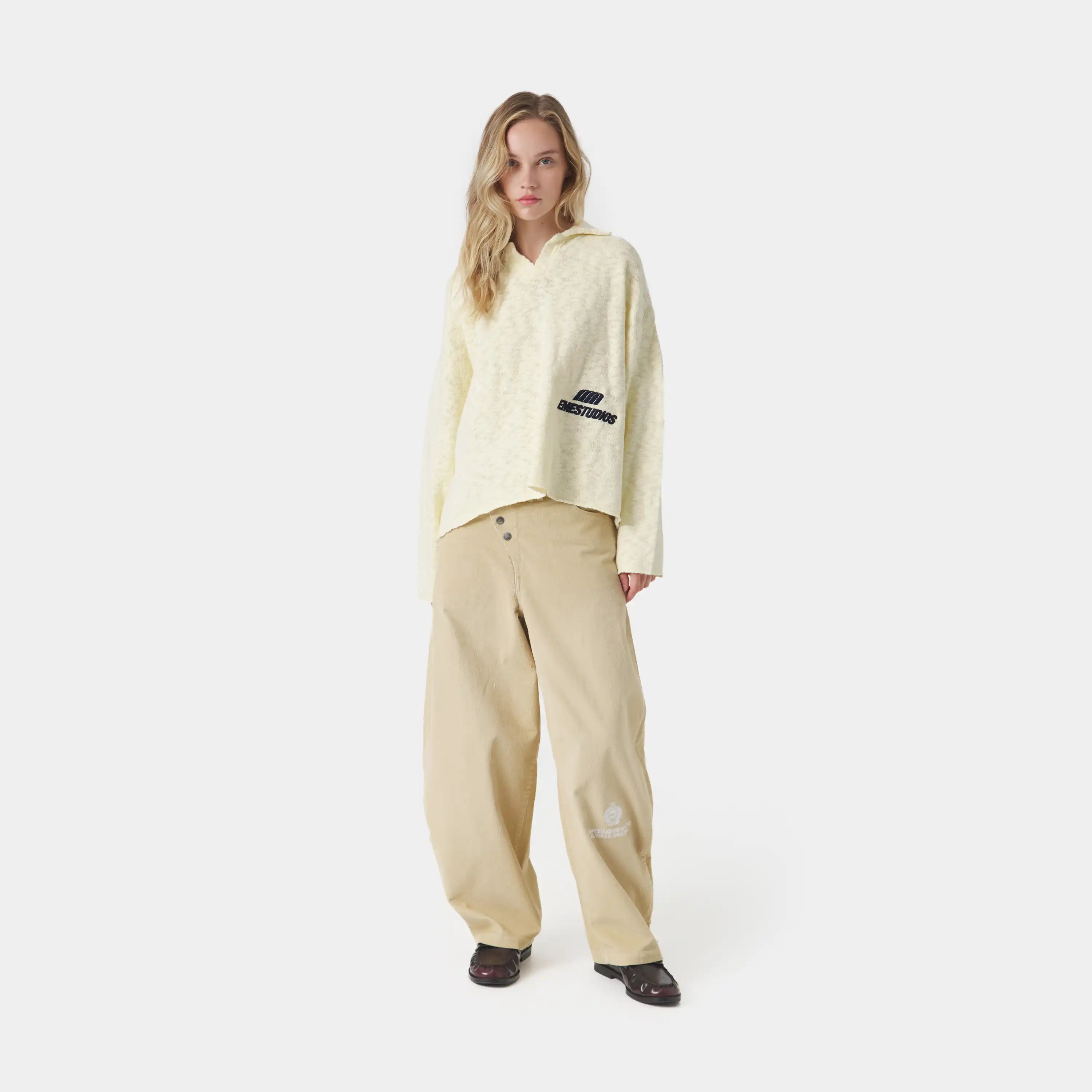 Kiff Off Sand Distressed Knit Polo