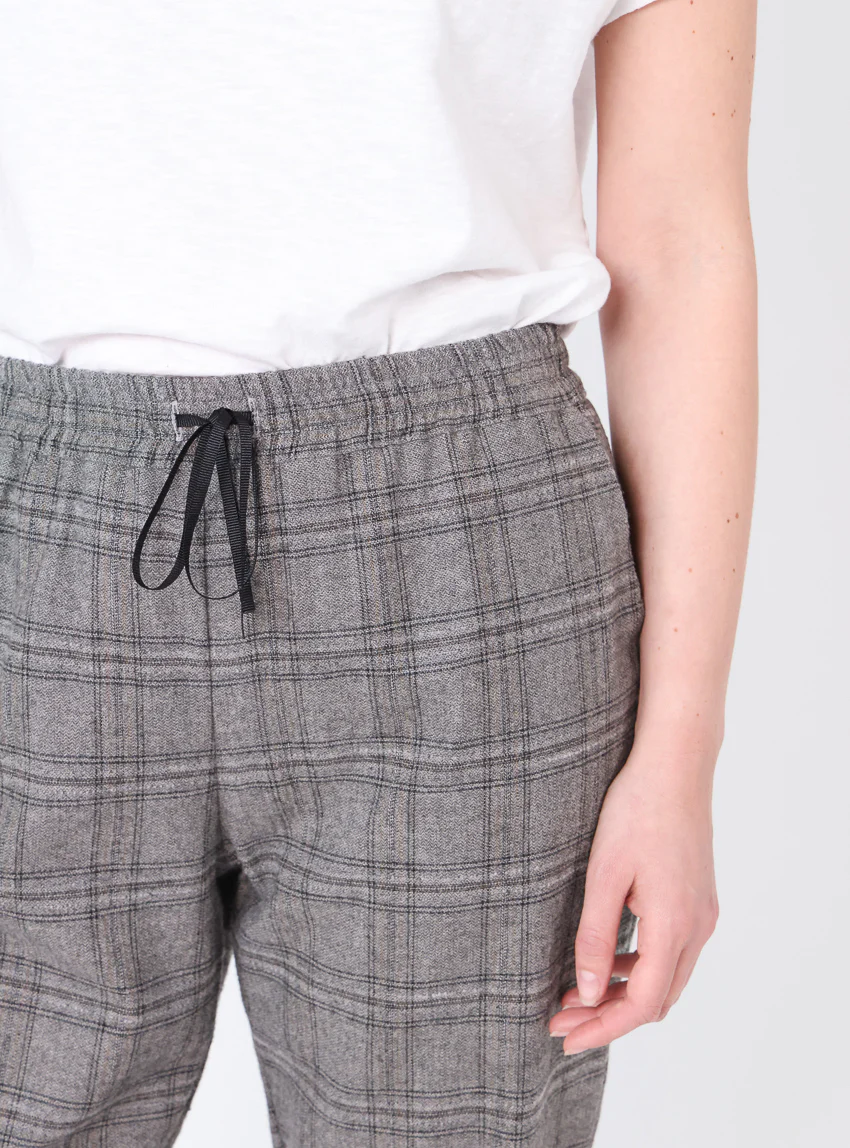 Pantalon femme carreaux gris en viscose