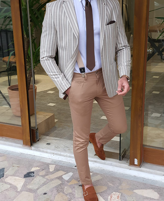 Blazer à rayures contrastées Daily Stripe, revers cranté et simple boutonnage