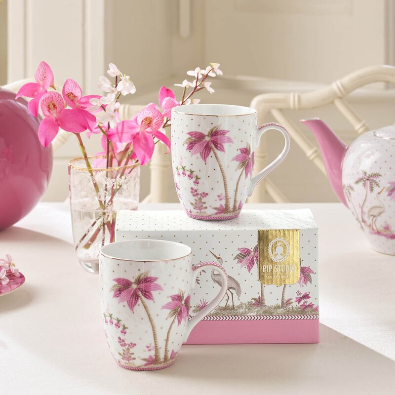 Jolie Dots krus stor 36,5 cl 2 stk gull/rosa