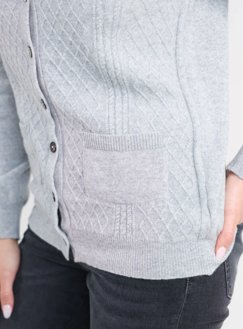 Cardigan femme en cachemire et laine gris